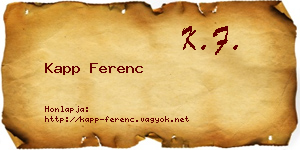 Kapp Ferenc névjegykártya
