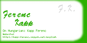 ferenc kapp business card